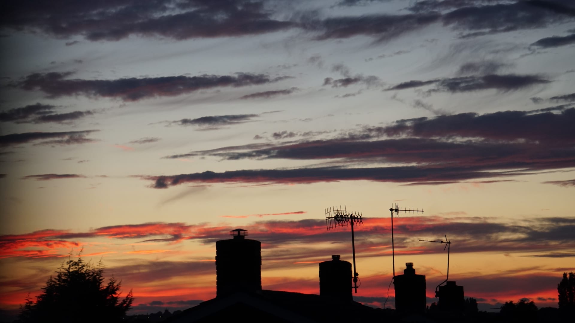 City skyline silhouette at dusk